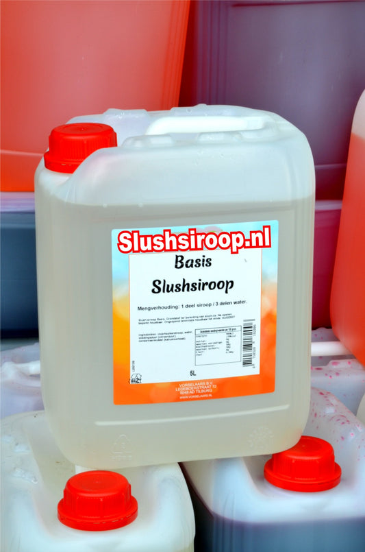 Slushsiroop BASIS-SIROOP - tank met 5 ltr - Vorselaars - Slushsiroop.nl