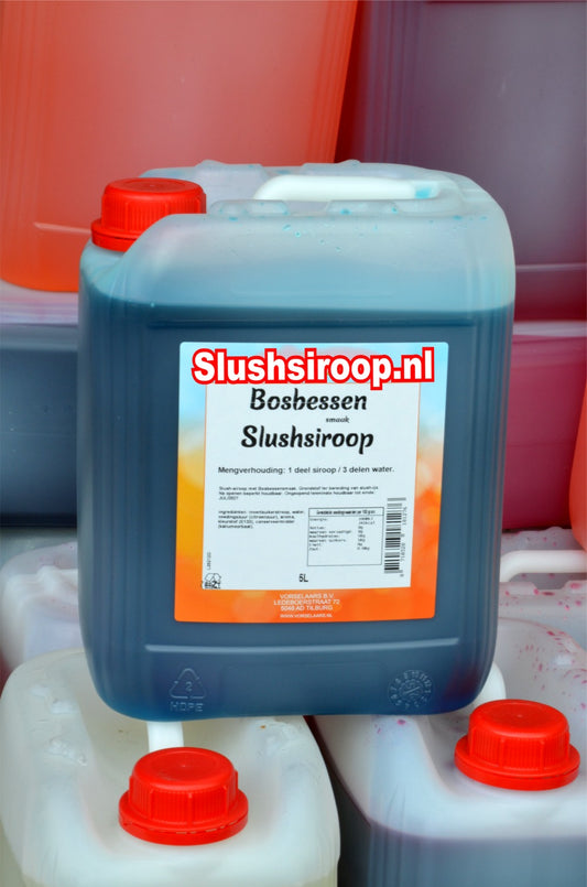 Slushsiroop BOSBESSEN smaak - tank met 5 ltr - Vorselaars - Slushsiroop.nl