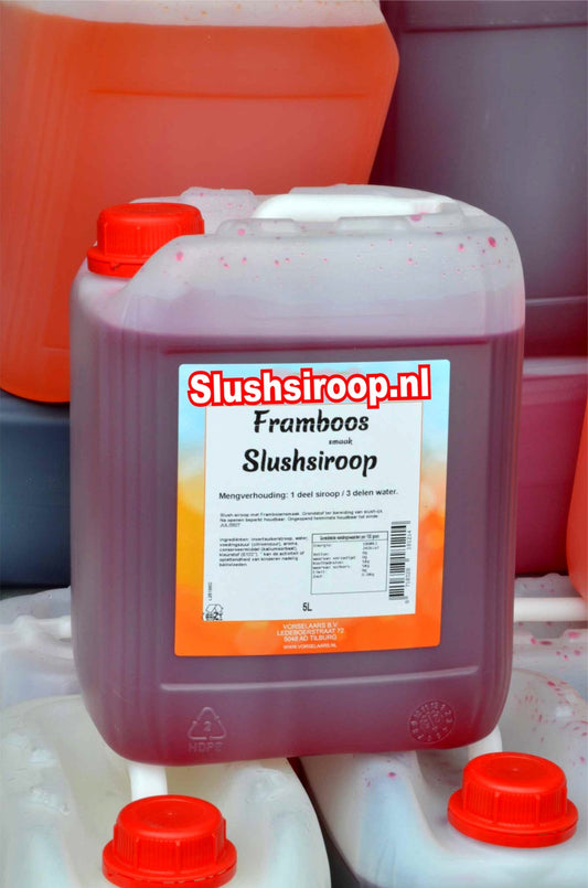 Slushsiroop FRAMBOZEN smaak - tank met 5 ltr - Vorselaars - Slushsiroop.nl