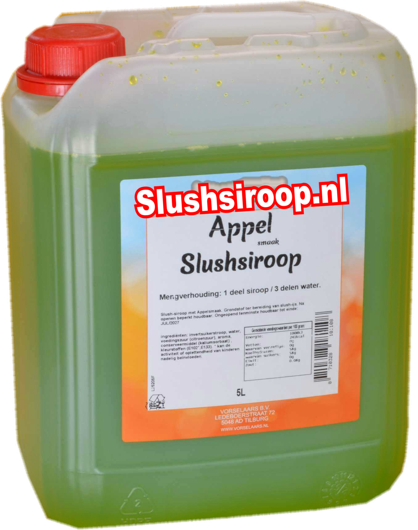Slushsiroop APPEL - tank met 5 ltr - Vorselaars - Slushsiroop.nl