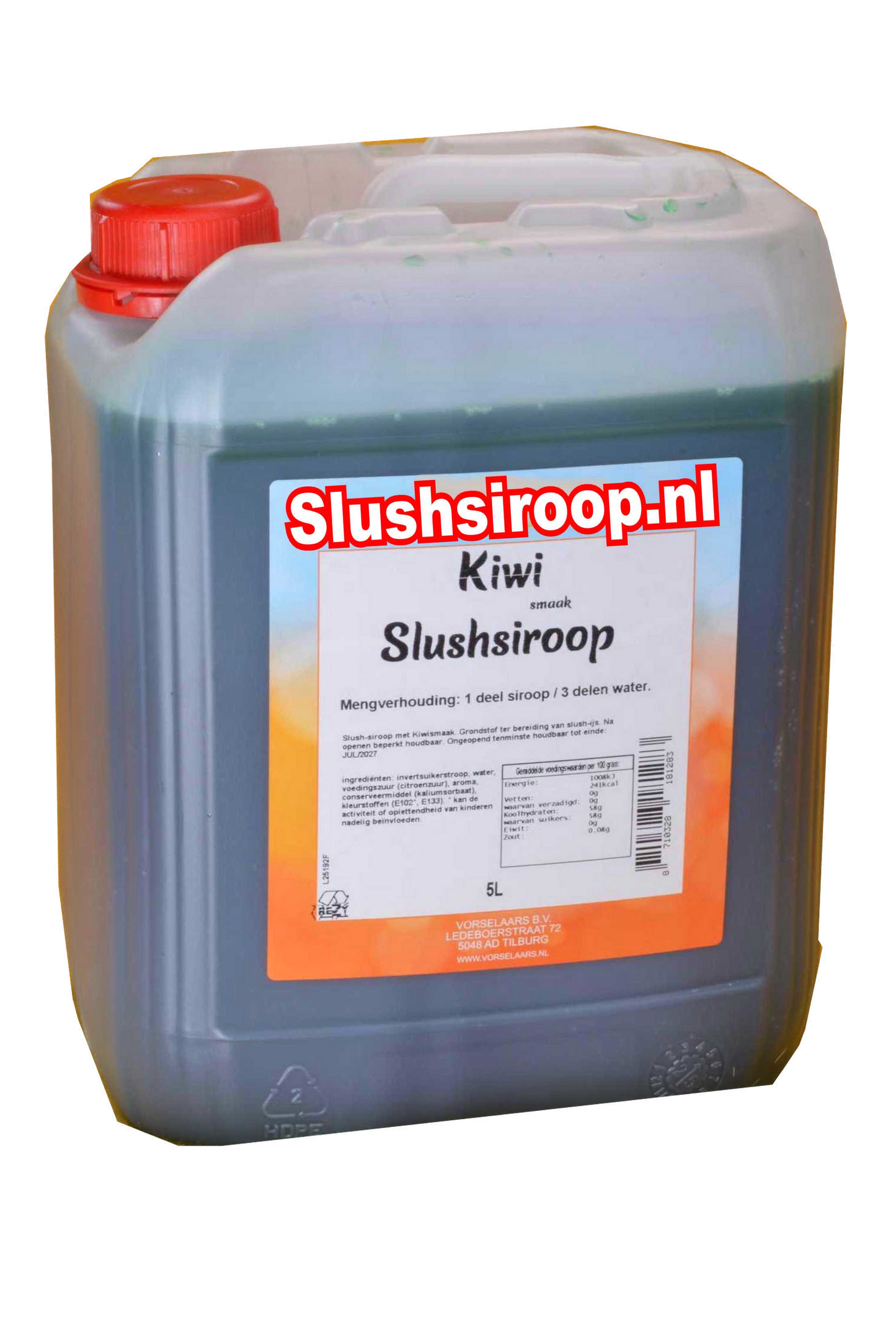 Sirop pour granité au goût de kiwi - Réservoir de 5 litres - Vorselaars - Slushsiroop.nl