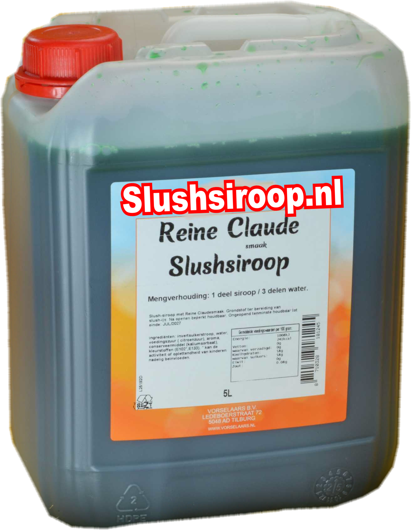 Sirop à granité saveur REINE CLAUDE - Réservoir de 5 litres - Vorselaars - Slushsiroop.nl