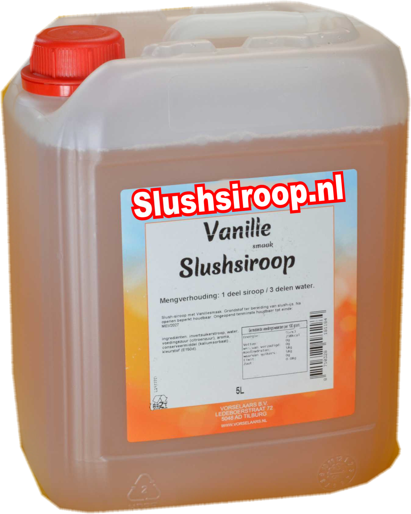 Sirop pour granité saveur VANILLE - Réservoir de 5 litres - Vorselaars - Slushsiroop.nl