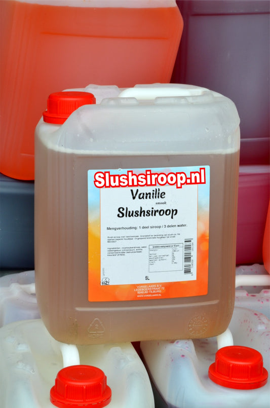 Slushsiroop VANILLE smaak - tank met 5 ltr - Vorselaars - Slushsiroop.nl
