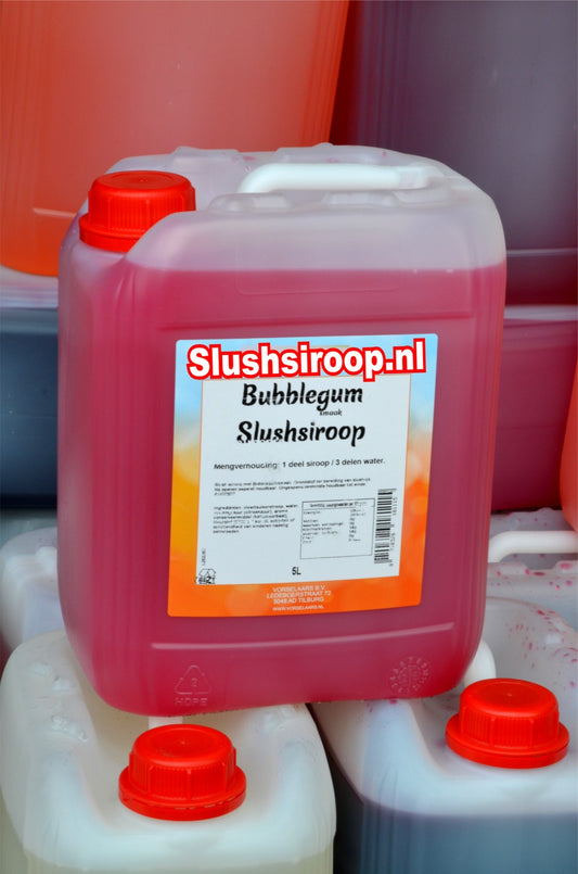 Slushsiroop BUBBLEGUM - tank met 5 ltr - Vorselaars - Slushsiroop.nl