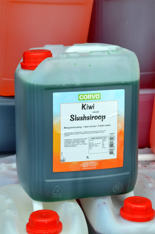 Slushsiroop KIWI smaak - tank met 5 ltr - Vorselaars - Slushsiroop.nl