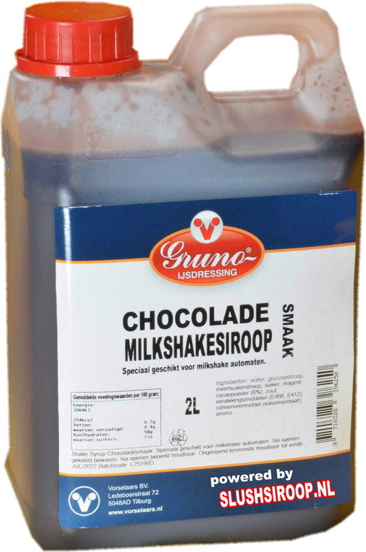 MilaNNE milkshake siroop chocolade slushsiroop.nl tankje 2 liter