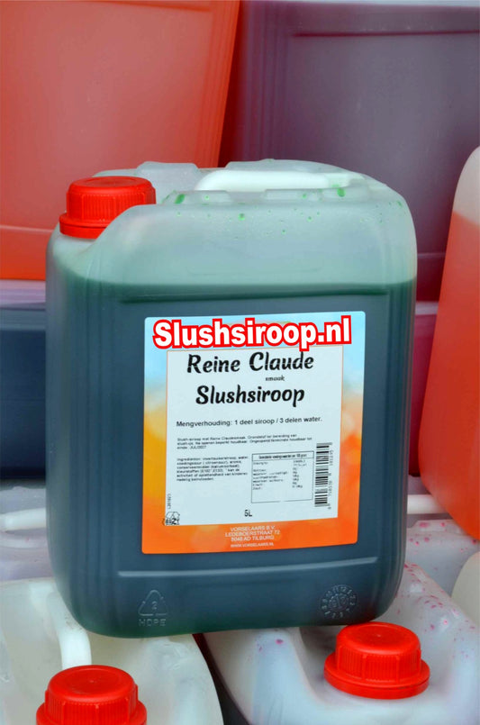 Slushsiroop REINE CLAUDE smaak - tank met 5 ltr - Vorselaars - Slushsiroop.nl