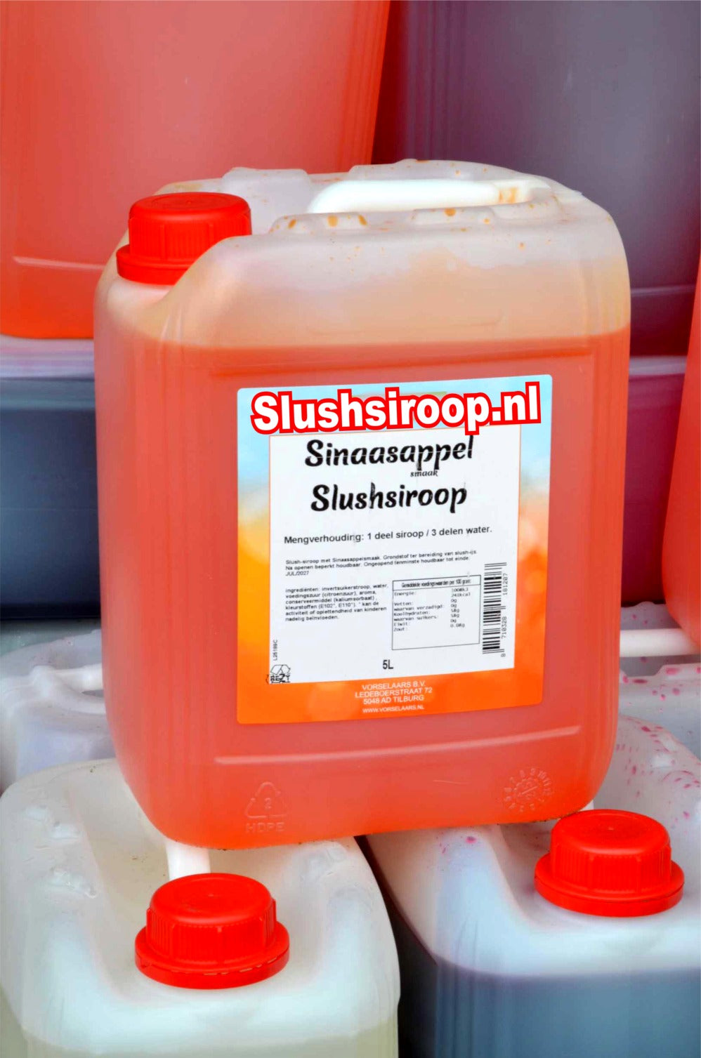 Sirop pour granité saveur ORANGE - Réservoir de 5 litres - Vorselaars - Slushsiroop.nl