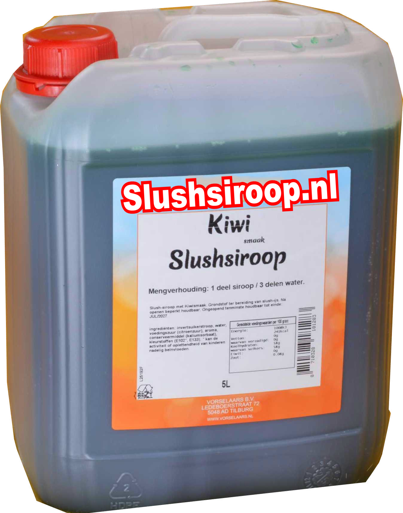 Sirop pour granité au goût de kiwi - Réservoir de 5 litres - Vorselaars - Slushsiroop.nl