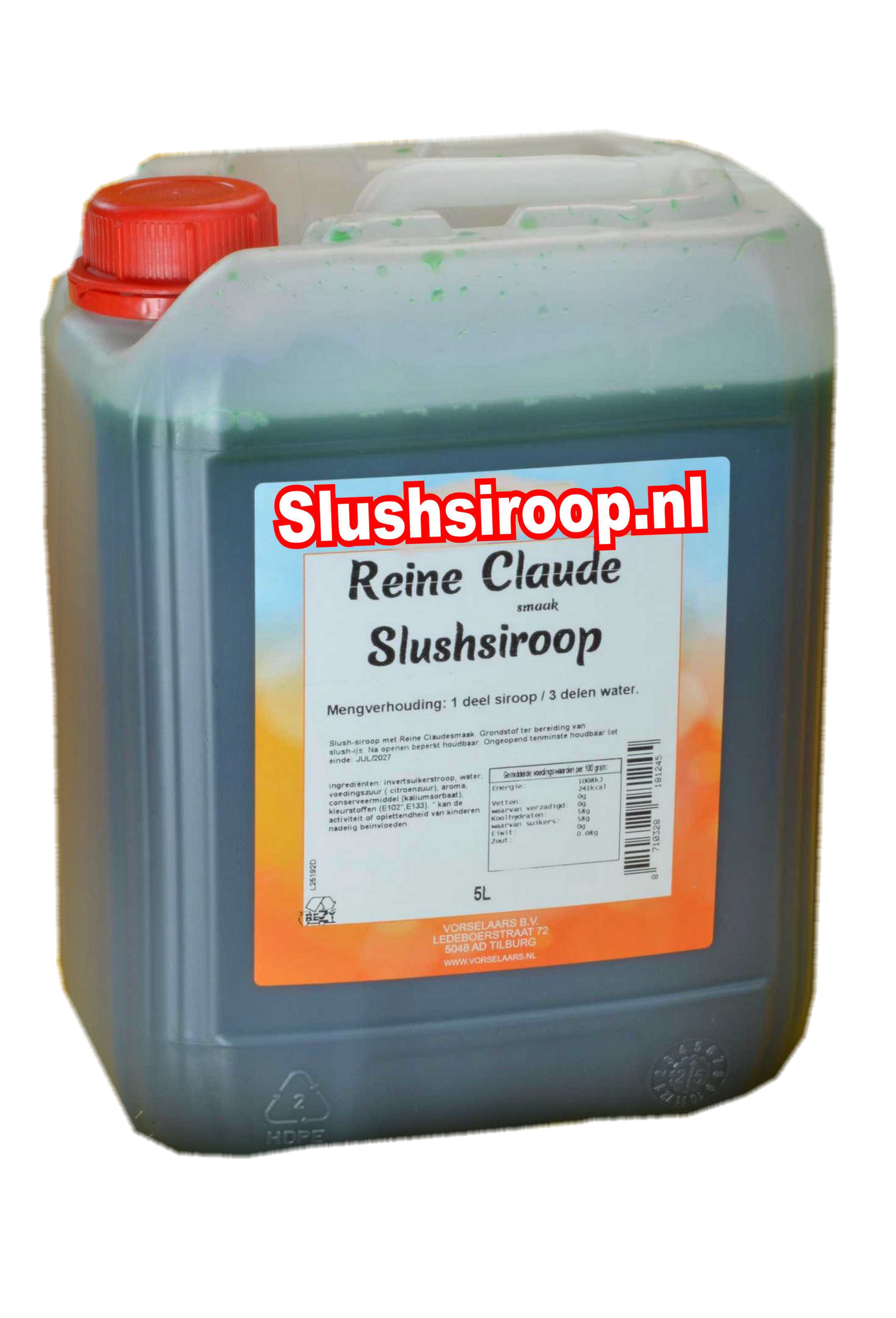 Sirop à granité saveur REINE CLAUDE - Réservoir de 5 litres - Vorselaars - Slushsiroop.nl