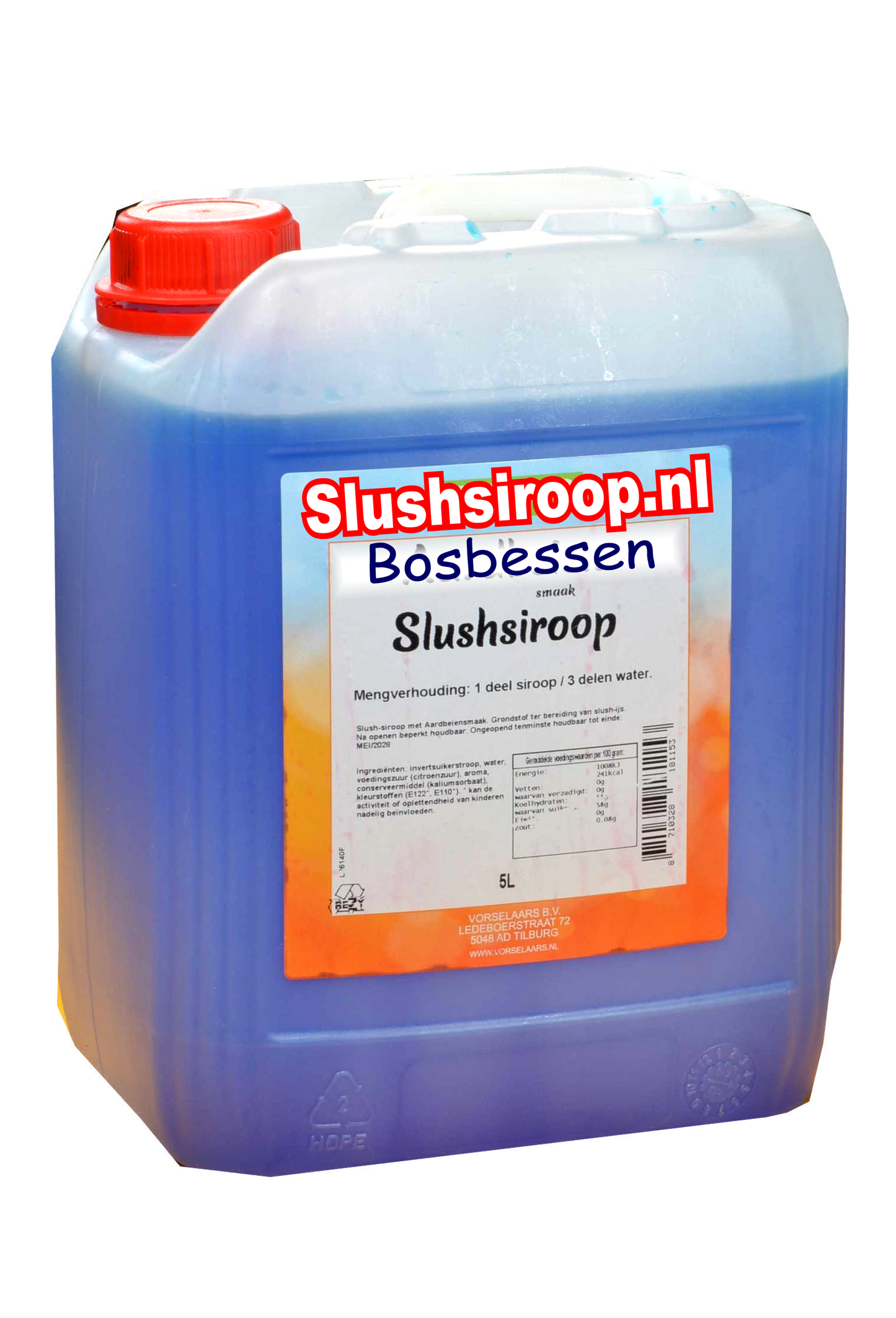 Slush Sirup HEIDELBEERE Geschmack - Tank mit 5 ltr - Vorselaars - Slushsiroop.nl - Ein eiskalter Genuss für Jung und Alt.